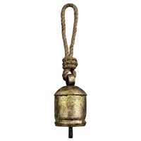 Round Brass Bell with Long Rope Hanger