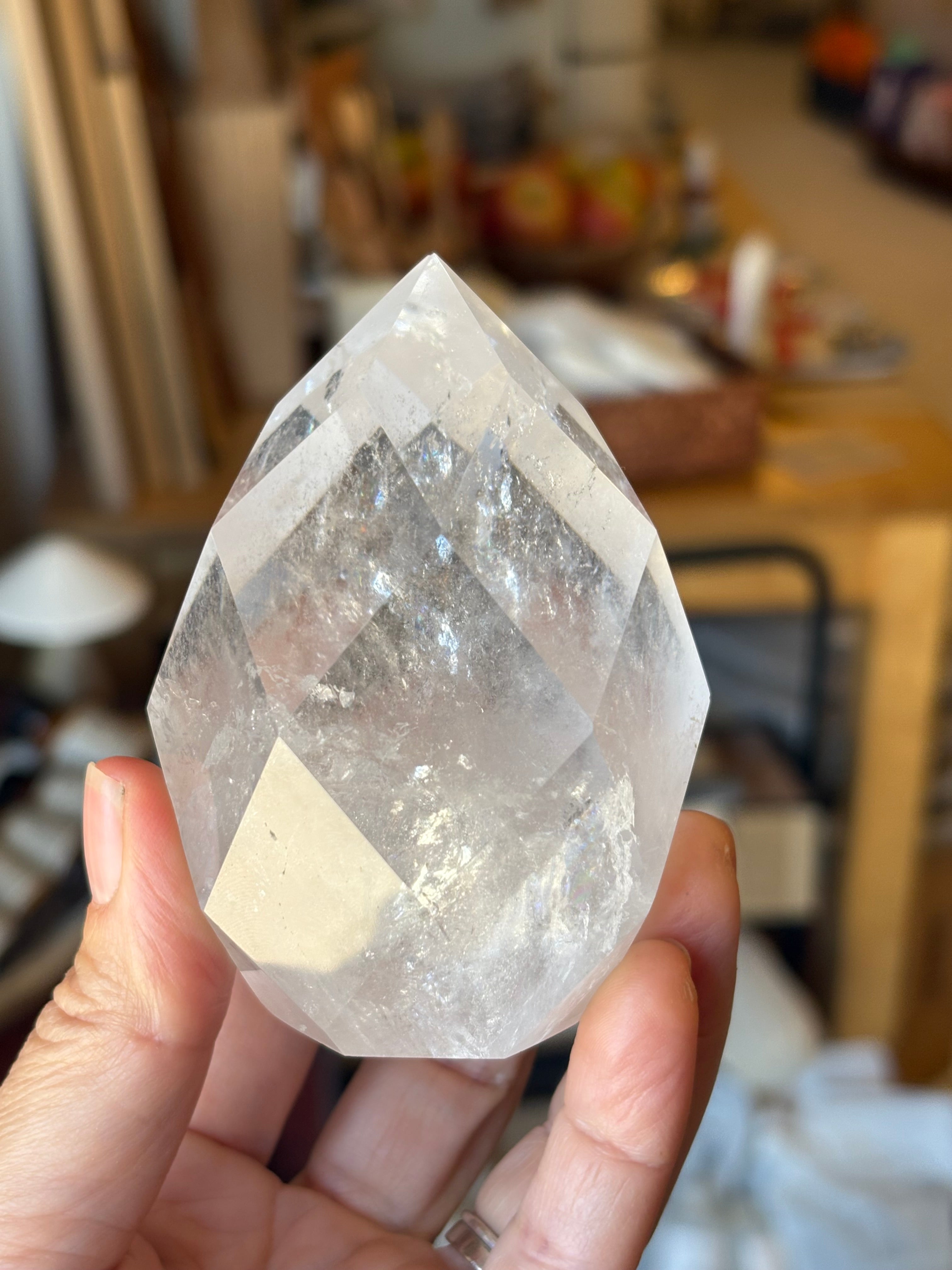 Clear Quartz Faceted Flame (smaller)