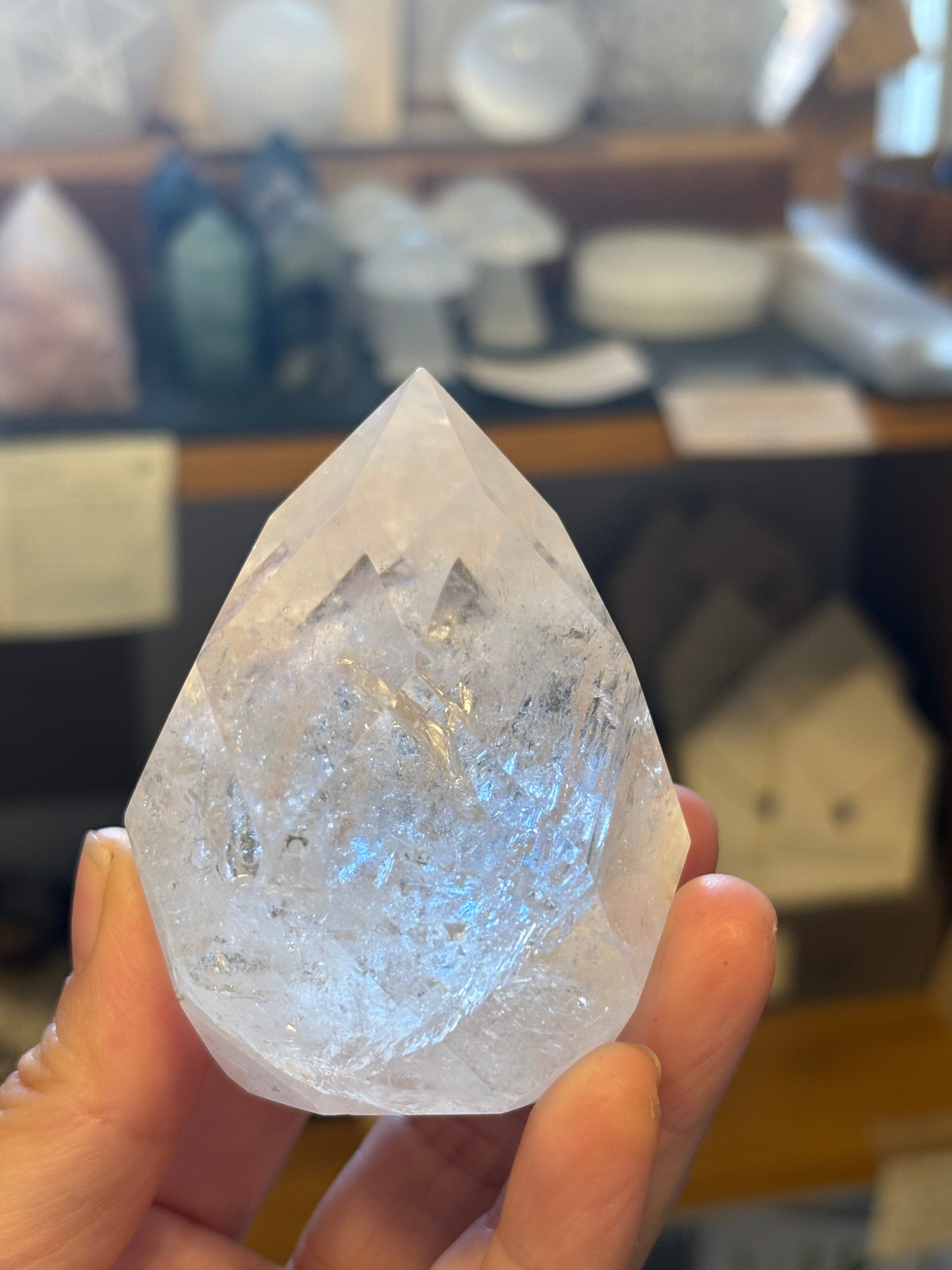 Clear Quartz Faceted Flame (larger)