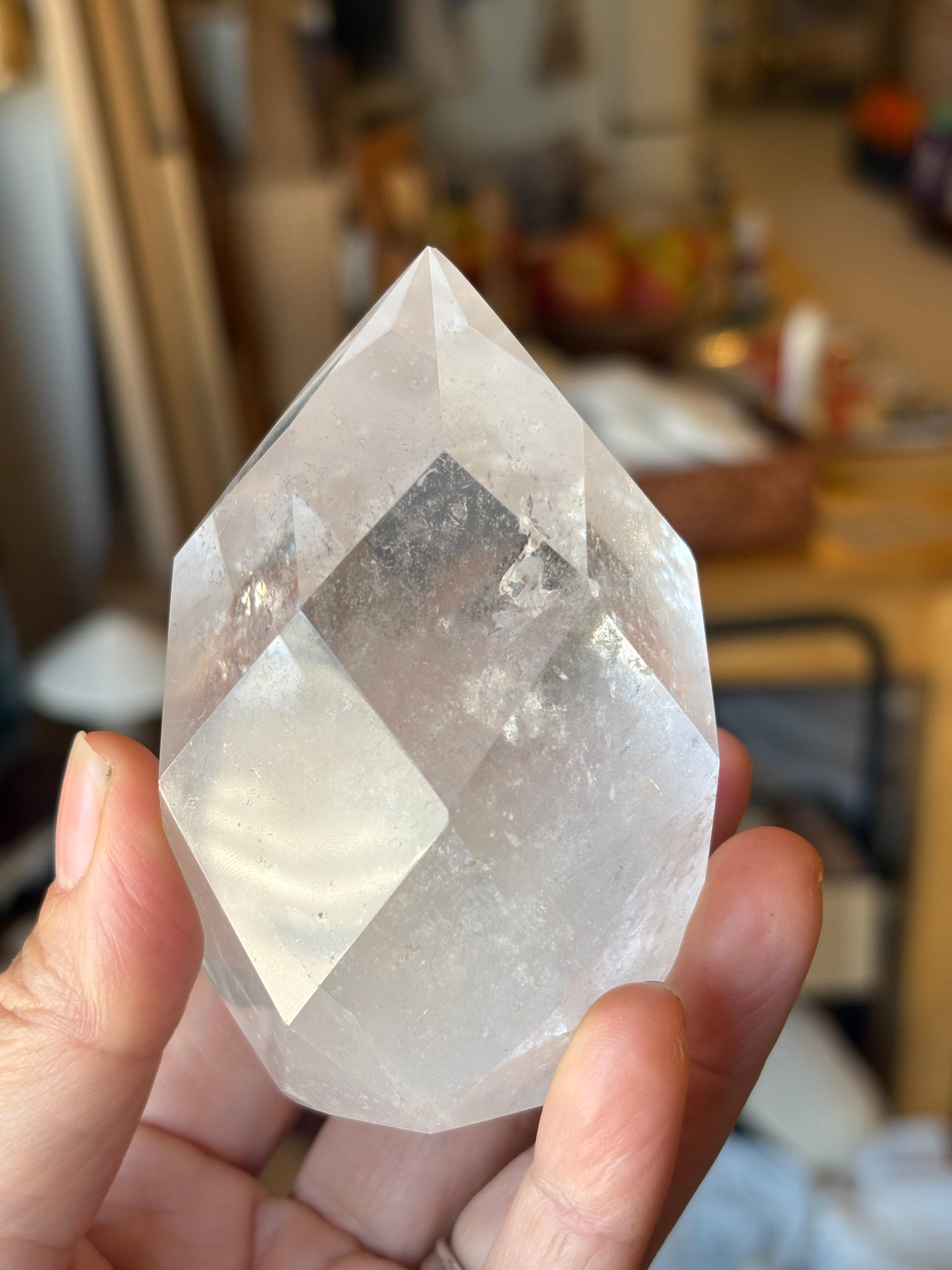 Clear Quartz Faceted Flame (smaller)