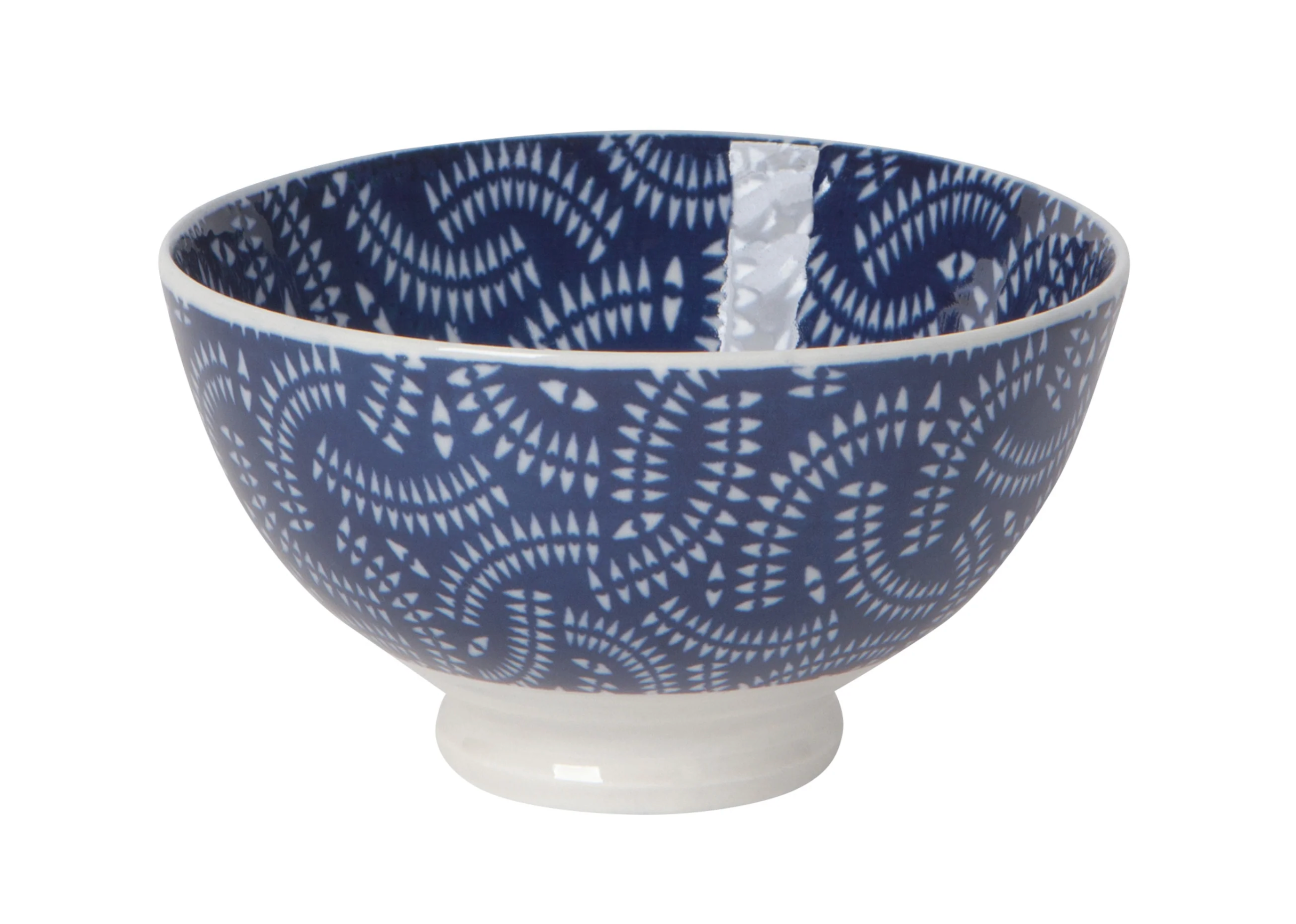 Indigo Geo Stamped Bowl 4 inch