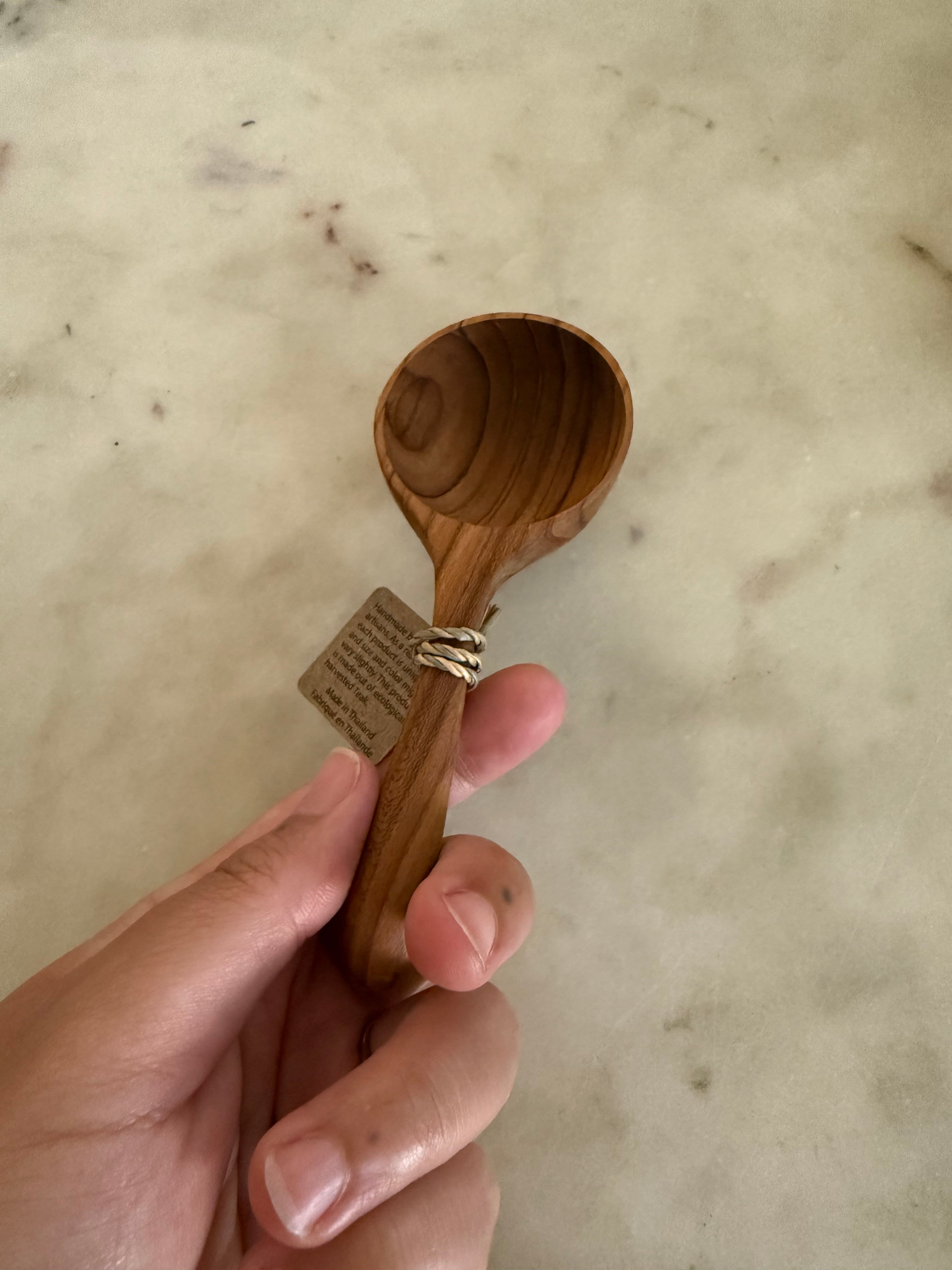 Teak Round Scoop