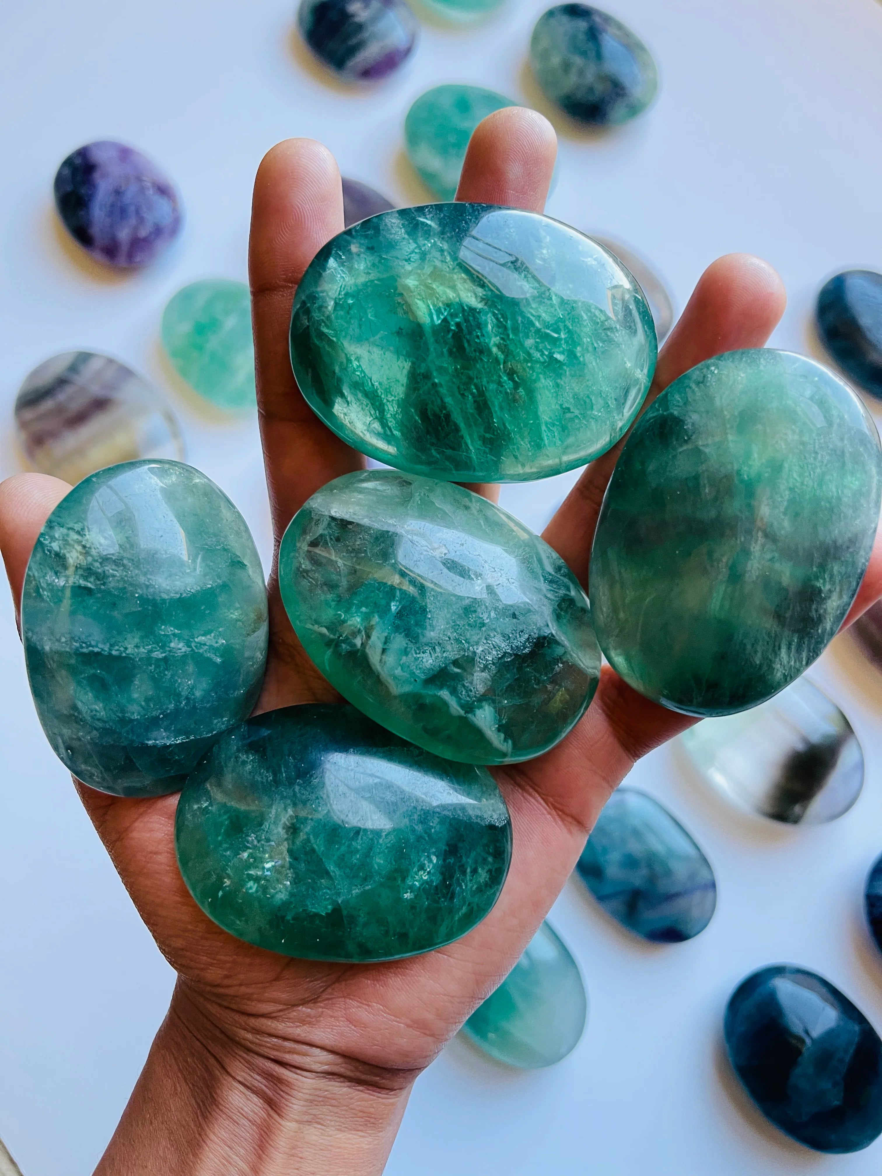 Crystal - Green Fluorite Palmstone