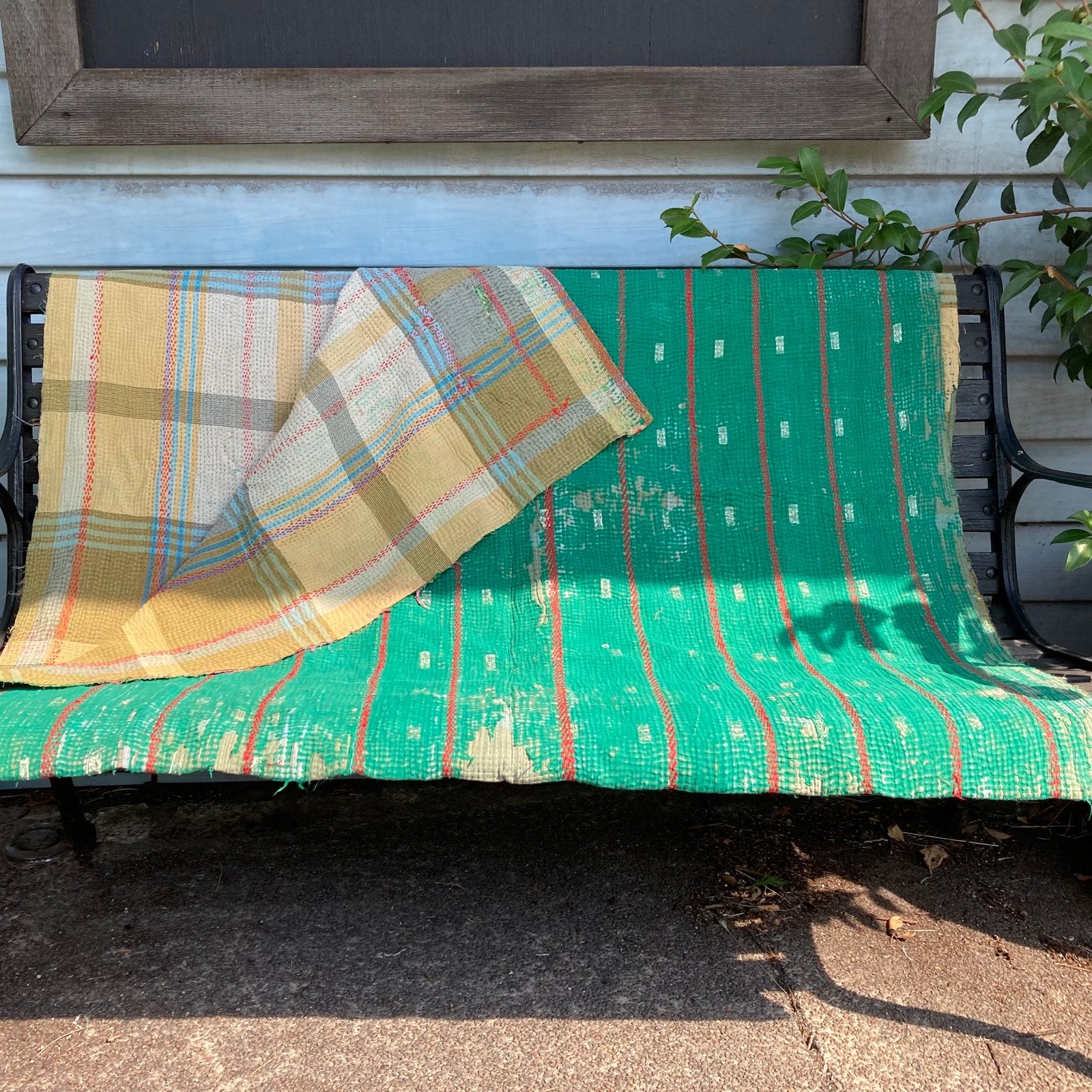 Vintage Kantha Quilt - Emerald