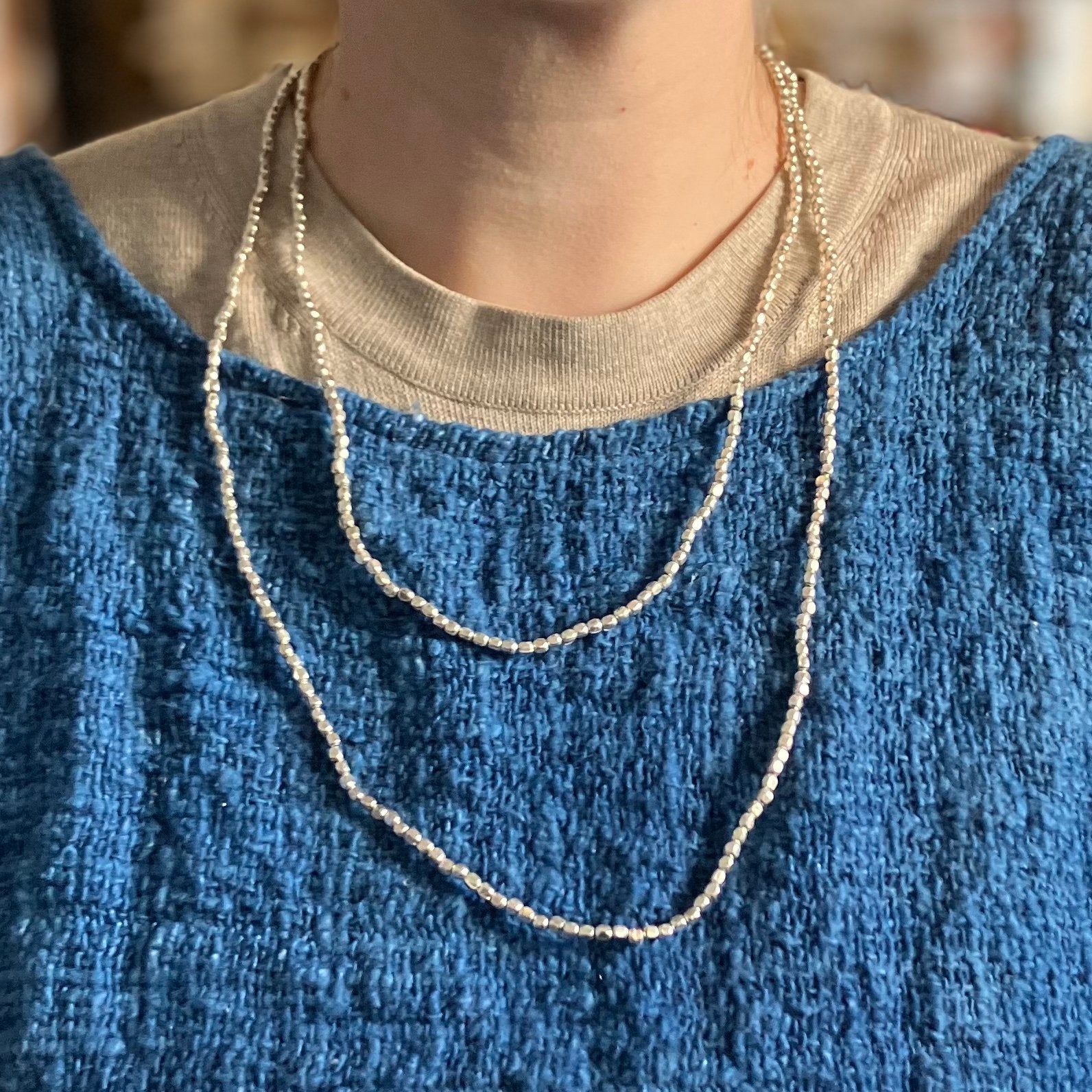Fog Linen Brass + Silver Small Beaded Necklaces
