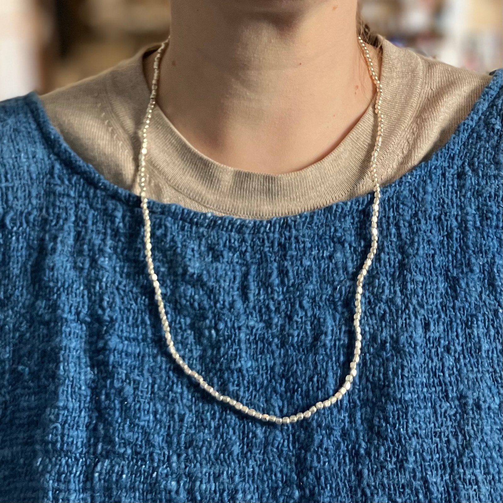 Fog Linen Brass + Silver Small Beaded Necklaces