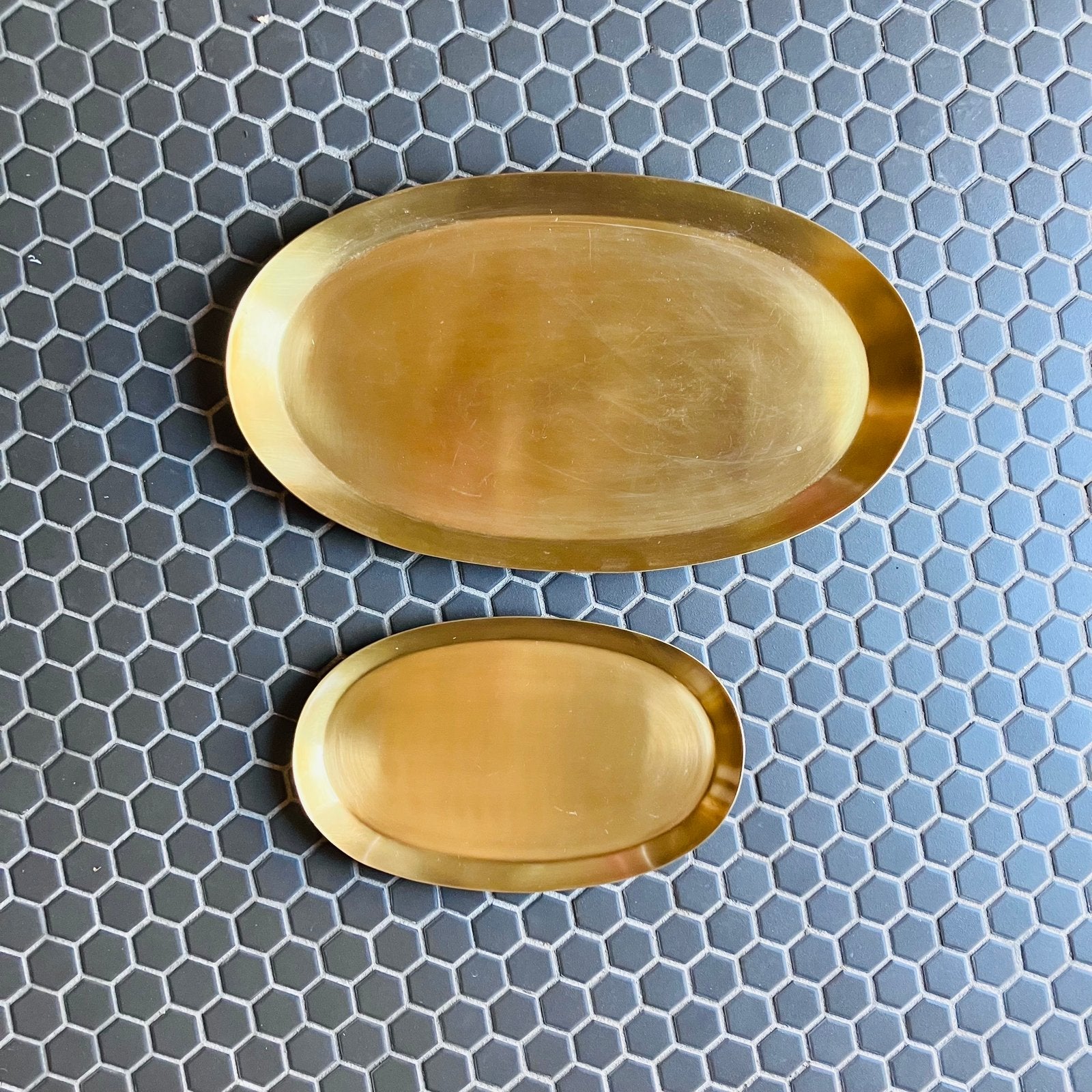 Fog Linen Oval Brass Trays (Assorted)