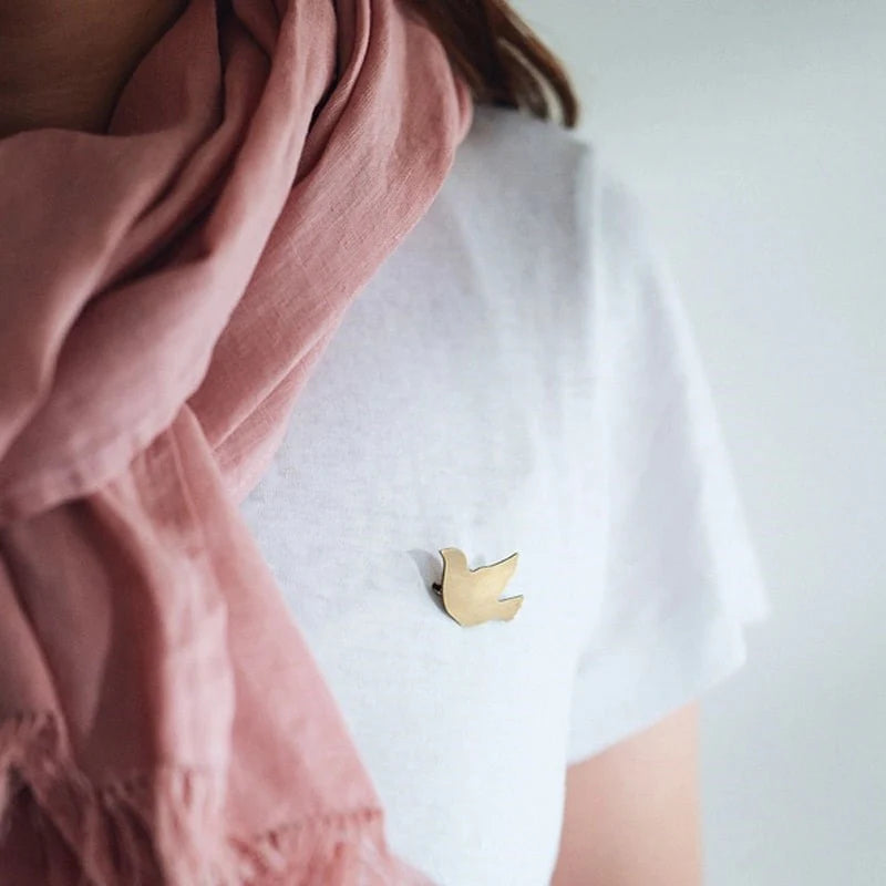 Fog Linen Brass Bird Brooch