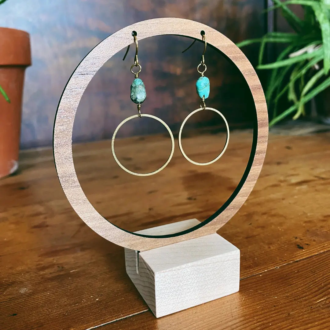 Jaya Brass Circles Stone Bead Earrings |