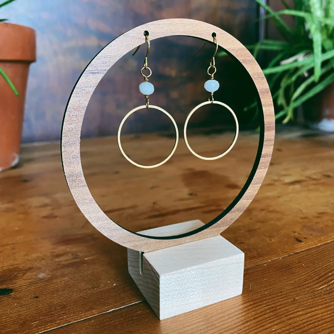 Jaya Brass Circles Stone Bead Earrings |