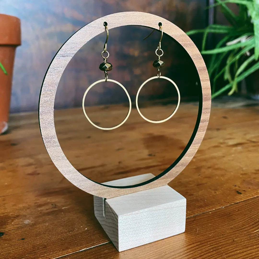 Jaya Brass Circles Stone Bead Earrings |