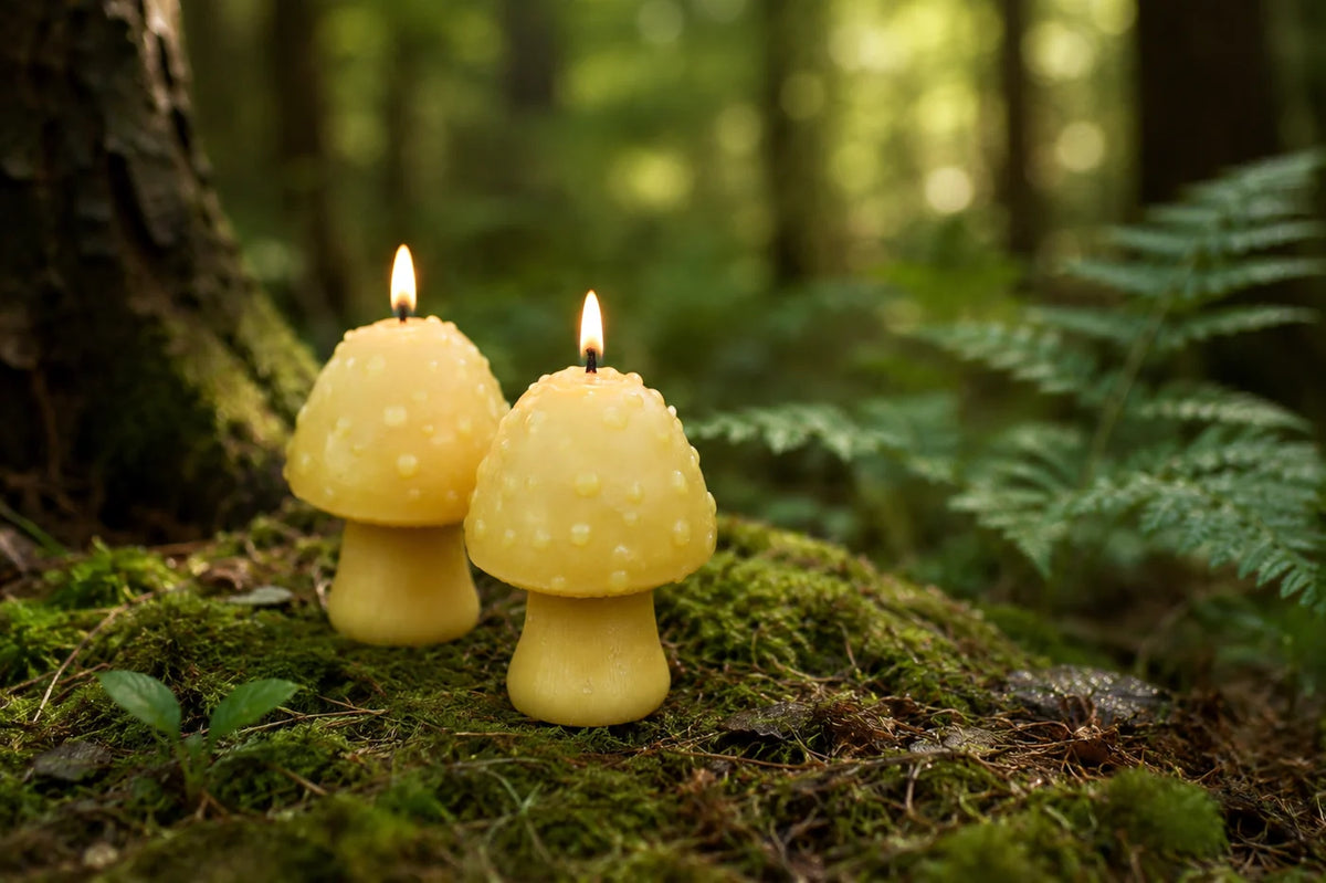 Mushroom Beeswax Candle