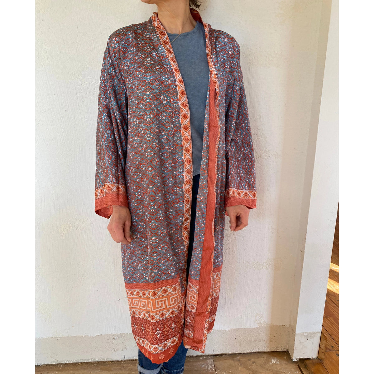 Upcycled 100% Silk Robe