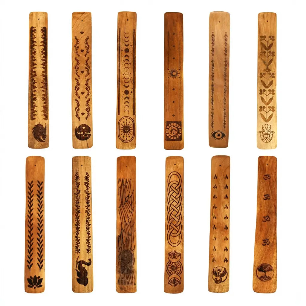 Hand Carved Raw Wooden Incense Holder
