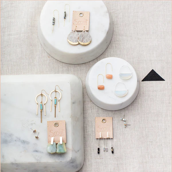 Stone Prism Hoop Earring
